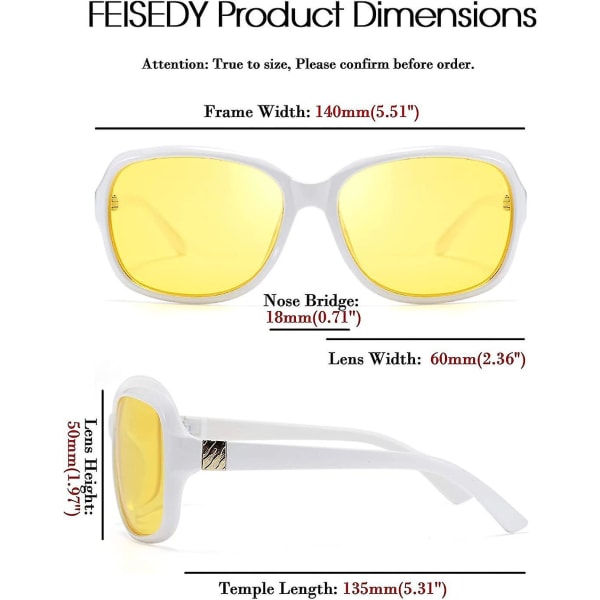 Klassiska kvinnors nattglasögon kör mot bländning omslutande gula solglasögon C3
