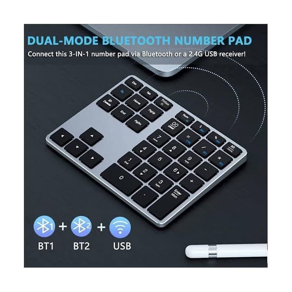 Bluetooth Nummerblok, 35 Taster Trådløst Numerisk Tastatur, Bærbart Slankt Bluetooth Numpad Til Bærbar Computer, ,