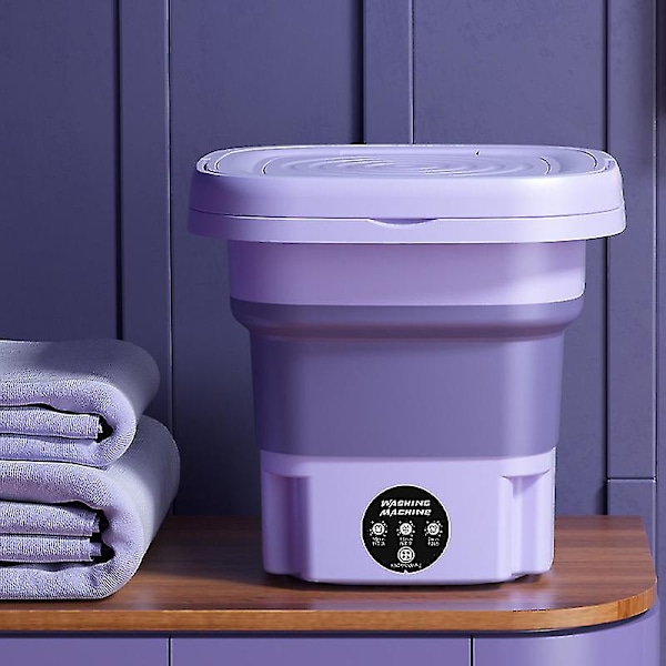 8L Collapsible Washing Machine Portable Sock and Underwear Retractable Household Washing Machine 3 Models with Spin EU Purple