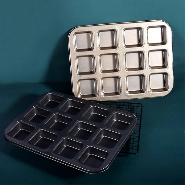 12 Kopper Firkantet Mini Brød Burger Muffin Kageform Til Husholdning Non-stick Bageform Ovn Bakker