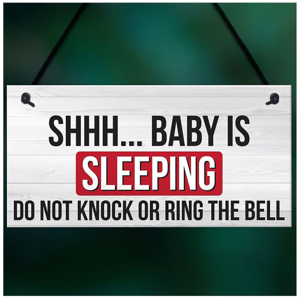 Shh.. Baby sover Stör ej barnkammare Hängande plakett Baby Door Cot Sign