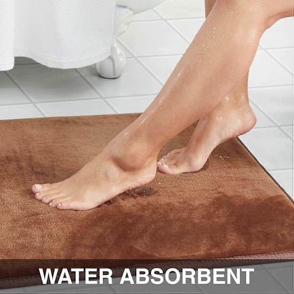 Badrumsmatta i Memory Foam Halkfri Absorberande Supermysig Sammet Badrumsmatta (50 cm x 81 cm, Brun)
