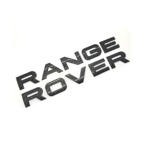 Gloss Carbon Fibre "range Rover" Front Grill Bonnet Badge Emblem Bonnet And Back Boot Lettering Badge