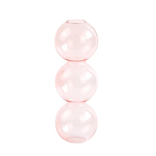 Vase i flere størrelser Vase glasflasker gennemsigtige tre bolde i vind ornament Pink 17cm