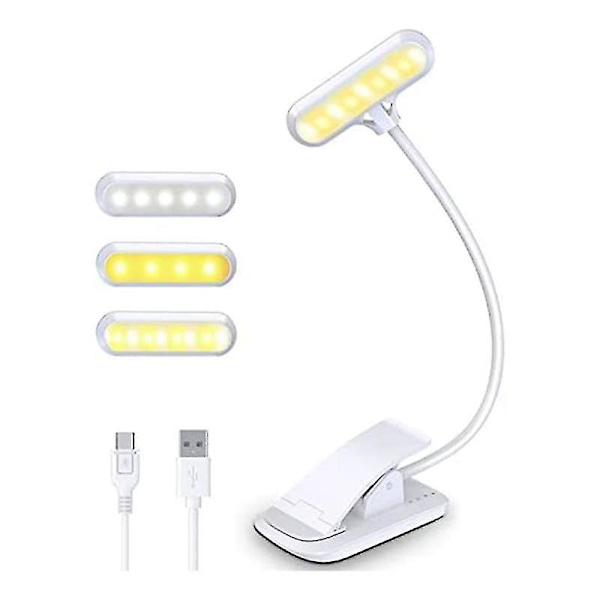 Læselampe Bogklemme, 9 Led Klemmelampe Med 3 Farvetemperatur Og Justerbar Touch-kontakt, Usb