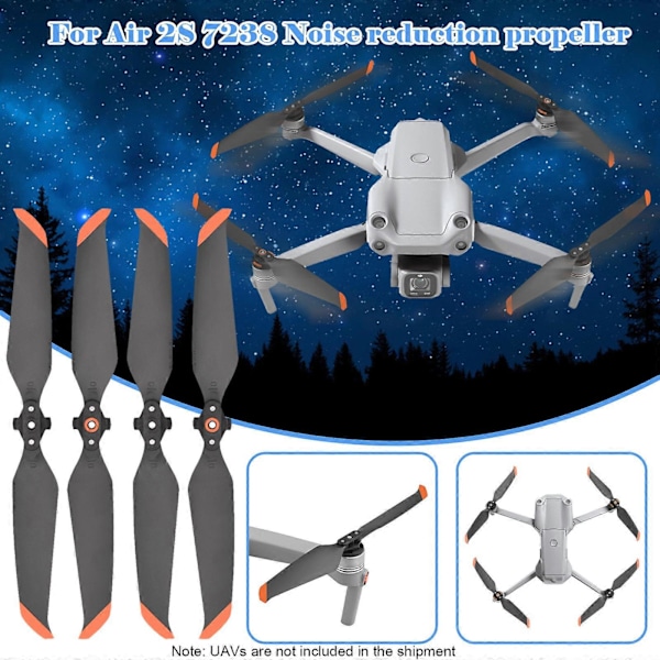 För Dji Air 2s Lågbruspropellrar 7238 Helt Nya I Lager Tillbehör (2 par)