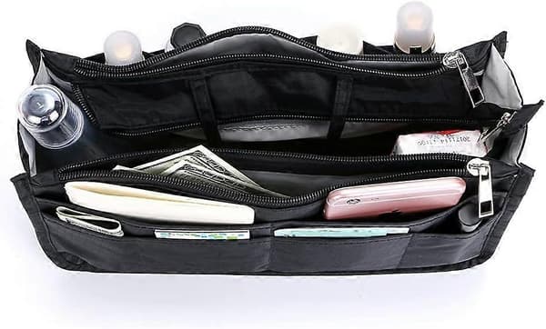 Trykt Indsats Håndtaske Organizer (Sort)