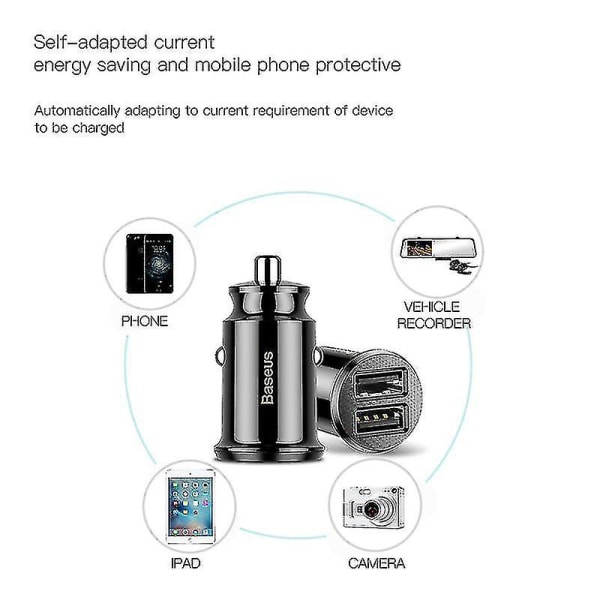 Mini biloplader til Iphone X Samsung S10 Xiaomi Mi 9 3.1a Hurtig bilopladning Usb bilopladeradapter Mobiltelefonoplader