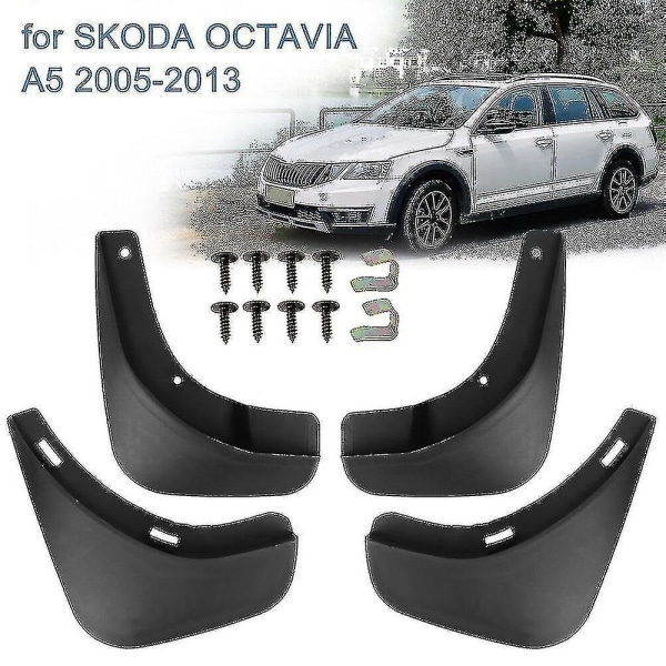 4 kpl lokasuojaa yhteensopiva Skoda Octavia A5 2005-2013 Auton lokasuojat Auton lisävarusteet Roiskeet Etu- ja takalokasuojat