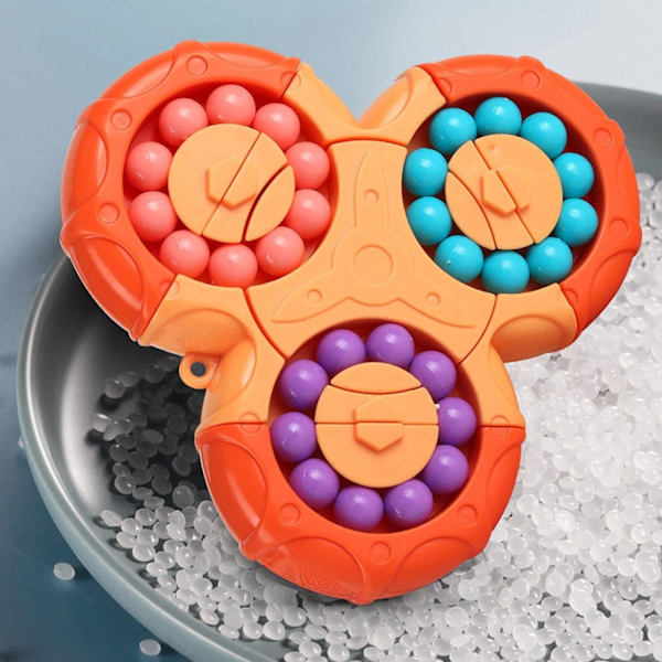 Seks-sidet roterende finger Rubik's Cube - Seks-sidet afstressende finger roterende legetøj - Puslespil afstressende puslespil spil sanse legetøj (Orange) orange