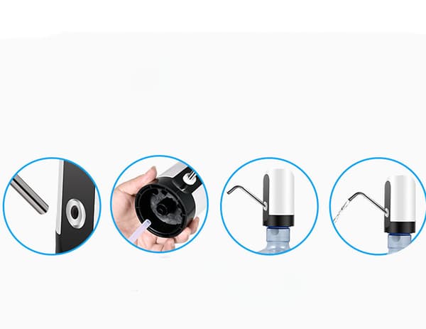 Vattenpump för flaskor, bärbar USB-laddningsbar dricksvattenpump (012 svart*1st black