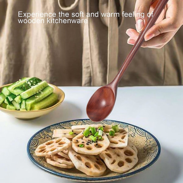 Håndlavet jujubetræ koreansk spisestel i træ, redskab, 5 skeer og spisepinde