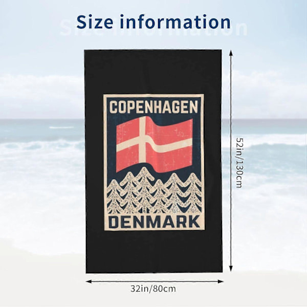 v3 Dansk Flagg - Köpenhamn - Danmark - Retro - Badhandduk Absorberande Badhanddukar Strandhanddukar Stor Super Mjuk 130X80CM ju3