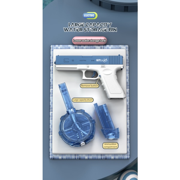 Stor vannpistol, automatisk vannpistol Toy Splat Vannpistol blue