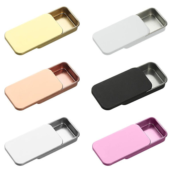1 stk. Metal Rektangulær Tom Mini Tin Box Tinplate Push Candy Pill Cases Bins Jar Hinged Beholder Små Organizer Opbevaringsboks