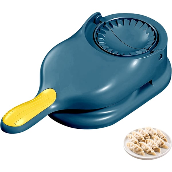 2-i-1 Dumplingmaskine, Håndbetjent Dumplingmaskine til Hjemmet, Trykform til Dumplings, Lav Dumplings Hurtigt på 10 Sekunder (Blå) blue