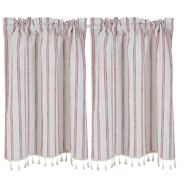 Vintage Gardiner Burlap Gardin Skygge Korte Lystette Gardiner Lin Gardinvinduer Rustikk Gardin Lommegardiner