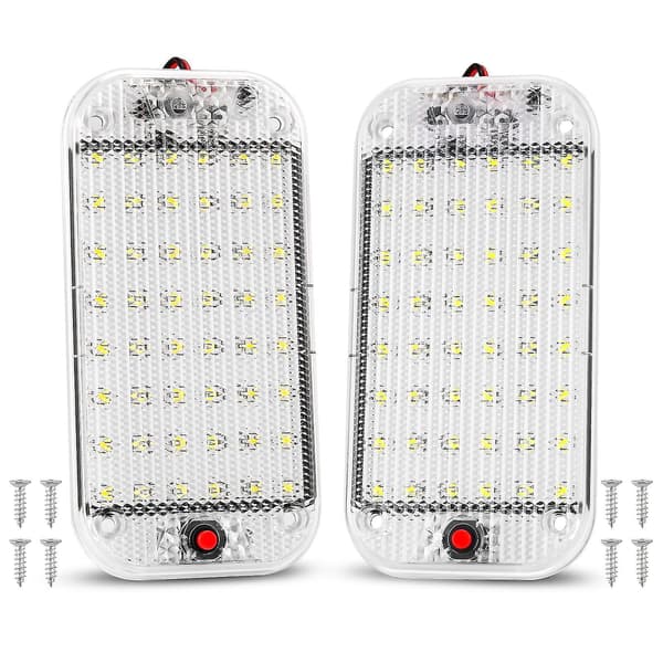 10W 48 LED Universal Bright Interior Light med på/av-knapp, 2-pack