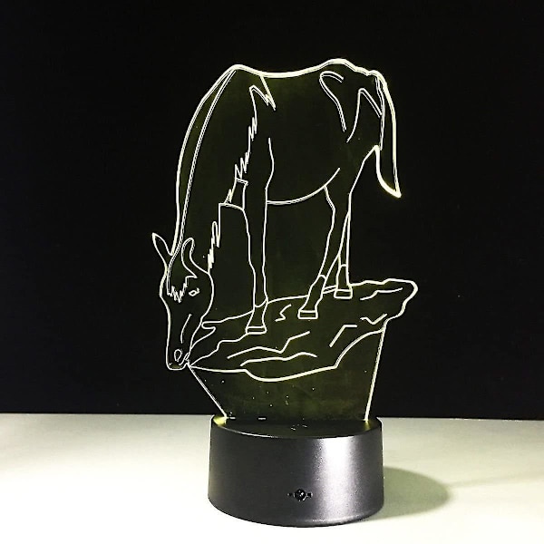 Wekity 3D djur flodhäst nattlampa 7 färger byte LED bordslampa skrivbordslampa akryl platt ABS bas USB laddare heminredning leksak födelsedag jul barn