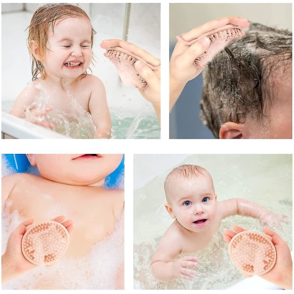 Baby hårbørste myk silikon badebørste med håndtak Sikker hårhodebunnsmassasjeapparat
