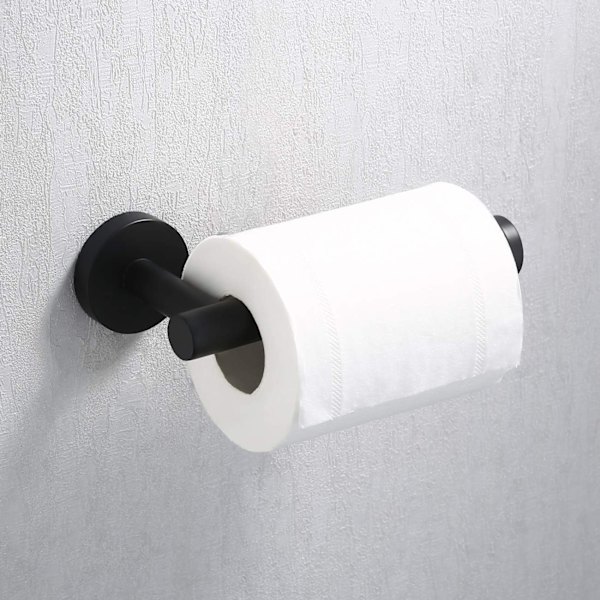 Sort håndklæde- og toiletrulleholder sæt badeværelsestilbehørssæt 2 dele toiletrulleholder og knager SUS 304 rustfrit stål vægmonteret