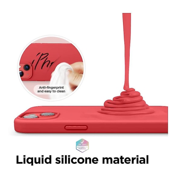 Chronus flytende silikondeksel kompatibel med Iphone 13-deksel (6.1"), full kroppsbeskyttelse - 3-lags støtsikkert telefondeksel (rød)