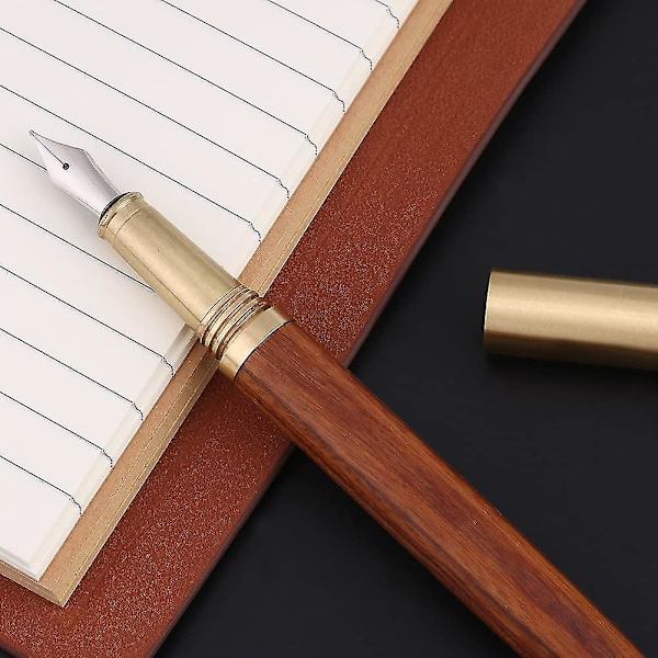 Högkvalitativ träfontänpenna, lyxig elegant presentpenna för kalligrafi signatur chef kontorsmaterial 0,5 mm (1 st-rosenträ)