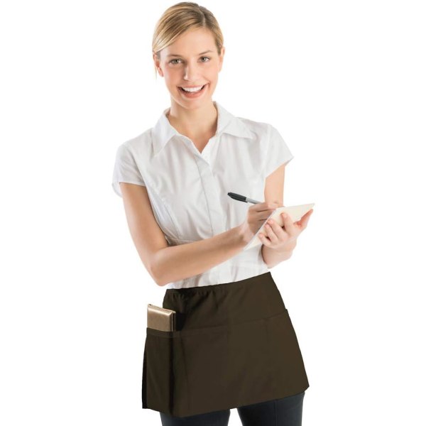 Taljeforklæde med 3 lommer - Sorte Servitrice Tjener Server Korte Forklæder