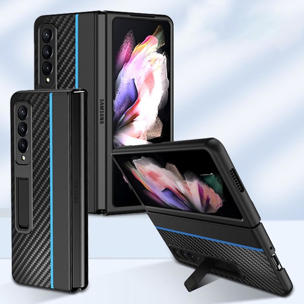 Case , yhteensopiva Samsung Galaxy Z Fold 3 magneettisella tukijalustalla, iskunkestävä Blue