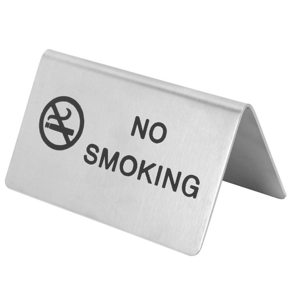 1 st rostfritt stål bordsskylt för rökning förbjudet för hemmet (silver)