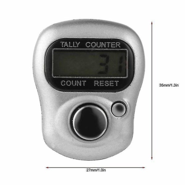 Mini 5-siffrig Lcd Elektronisk Digital Golf Finger Hand Held Ring Tally Counter