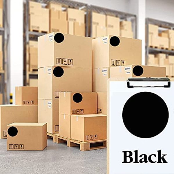 Skrivbar svart rund självhäftande etikett för inventering och organisation - Förpackning med 120 enheter Style-1
