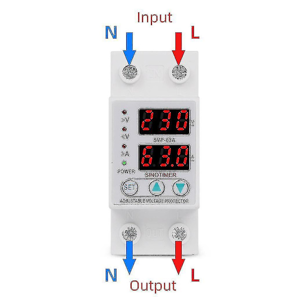 63a 230v Över- och underspänningsskydd Skydd Strömbegränsare Voltmeter