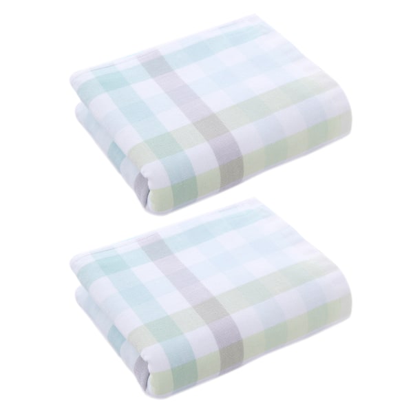Håndklæde 2-delt håndklæde, badehåndklæde, ansigtshåndklæde, gæstehåndklæde, brusebadshåndklæde, bomuldsplaidmønster 34 x 72 cm blue