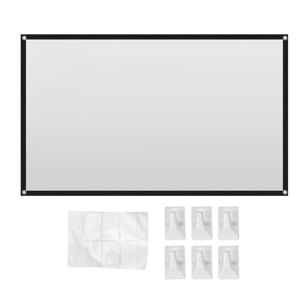 Bærbar projektorskjerm for hjemmekino Hd hvit sammenleggbar anti-krøll (60 tommer)