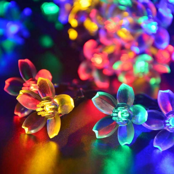 7M 50 LED Cherry Blossom Solcell Light String Garden Fairy Light color
