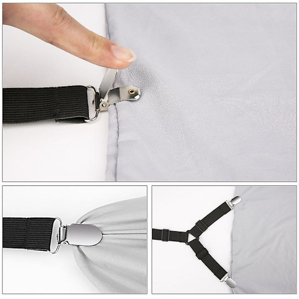 Kryssjusterbar seng/tilpasset lakenstropper Suspenders Gripper