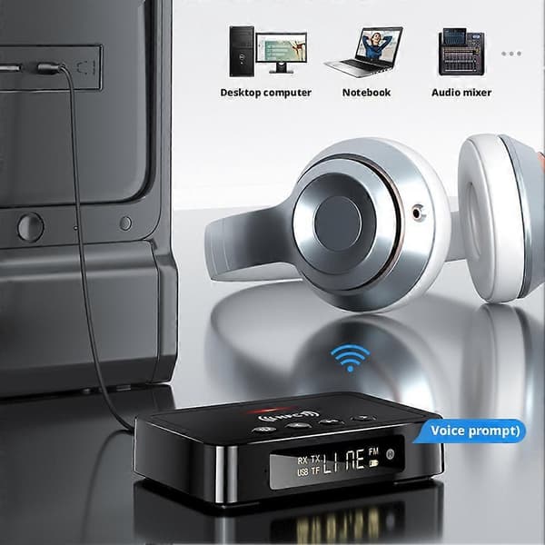 Bluetooth 5.4 lydadapter mottaker sender FM 3-i-1