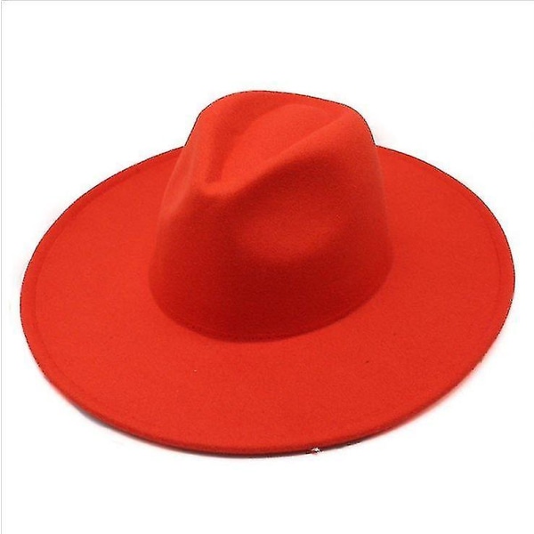 Varmt Vinter Klassisk Bredskygget Fedora Hat Sort Hvid Uld Hatte Mænd Kvinder Knuselig Vinter Hat Orange Red