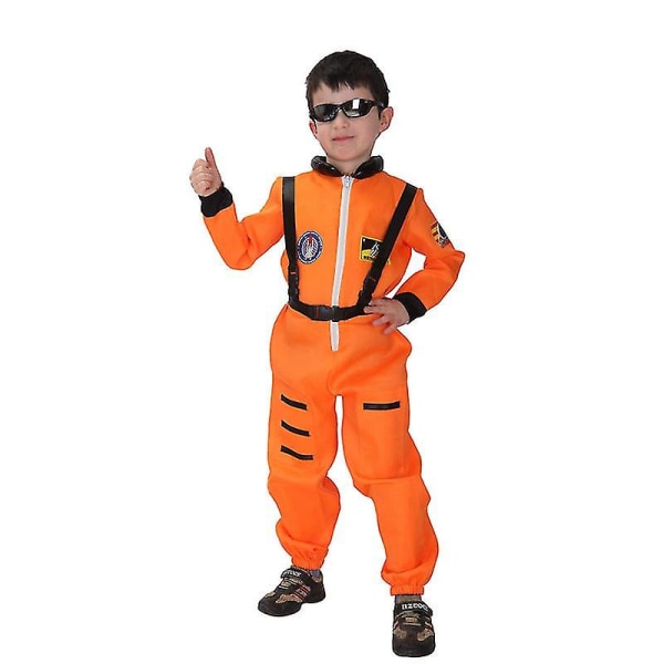 Umorden Purim Carnival Party Halloween Kostymer Barn Astronaut Cosmonaut Dräkt Pojkar Uniform Pilot Cosplay För Barn Pojke Orange L(height 120-130cm)