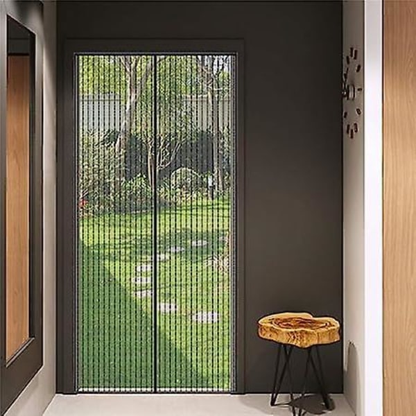 Magnetisk myggnät, dörrgardin, självhäftande, svart (110 X 220 cm)