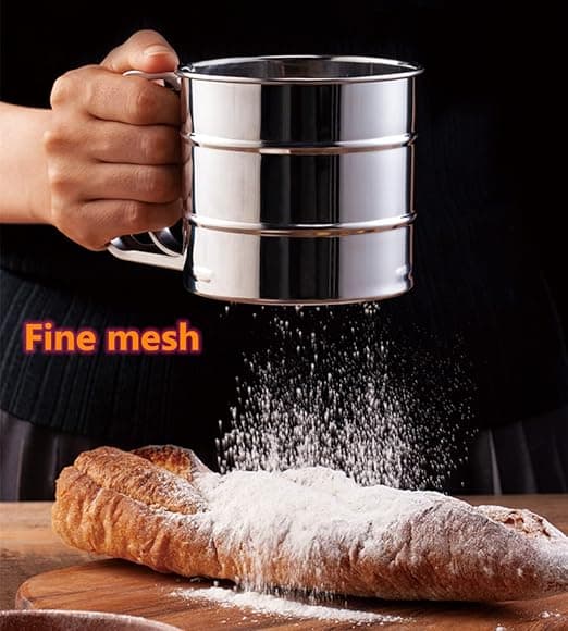 Melsifter i rustfrit stål, dobbelt sigte til bagning,