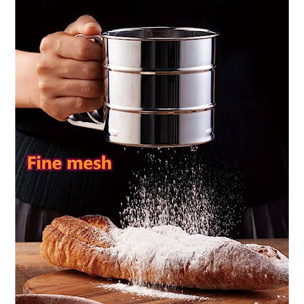 Melsifter, Rustfri Stål Sifter til Bagning, Dobbeltlags Sifter, Pulver Sukker