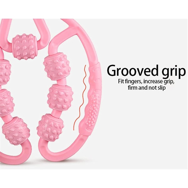Lihashierontarulla, 360 3D-vaahtohierontarulla, 7-pyöräinen lihasten hierontalaite, selluliittihieronta lihaskipujen lievitykseen (vaaleanpunainen)