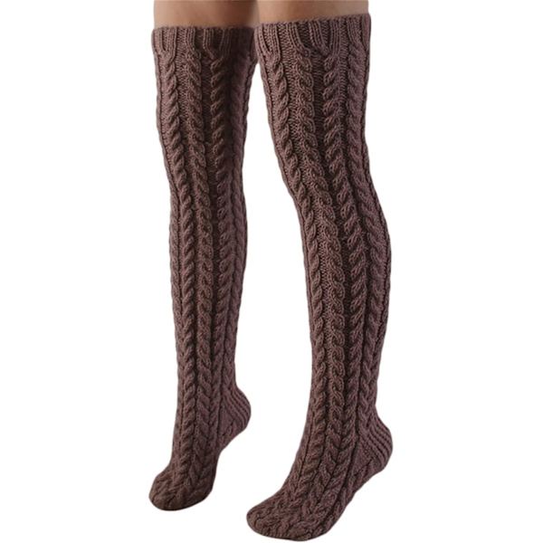 Naisten reiden korkeat sukat - Leg Warmers -sukat, saappaat yli polven korkeat sukat kaapeli neulottu