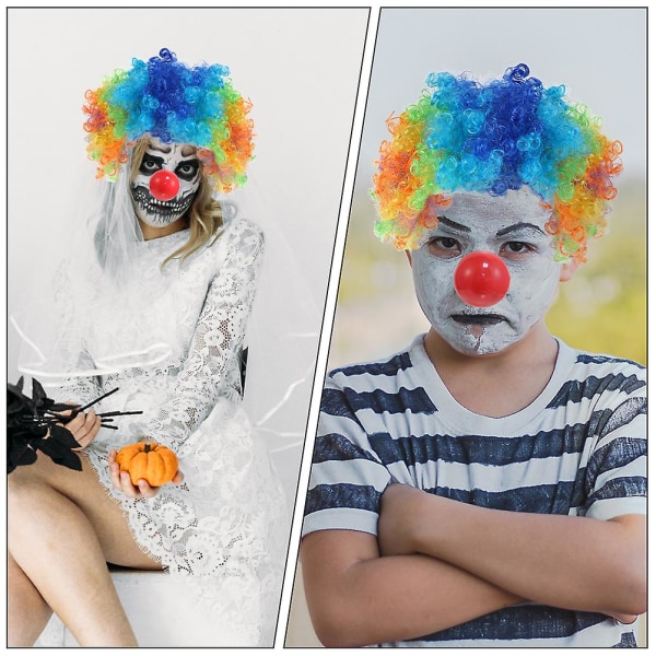 1 Set Clown Kostym Tillbehör Clown Kostym Prop Clown Handskar Clown Näsa Clown Peruk Clown Slips
