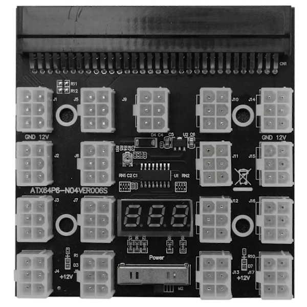 Breakout Board 17 Port 6Pin LED Display Strømmodul Serverkort Adapter til 1200W 750W PSU GPU Miner Mining BTC ETH