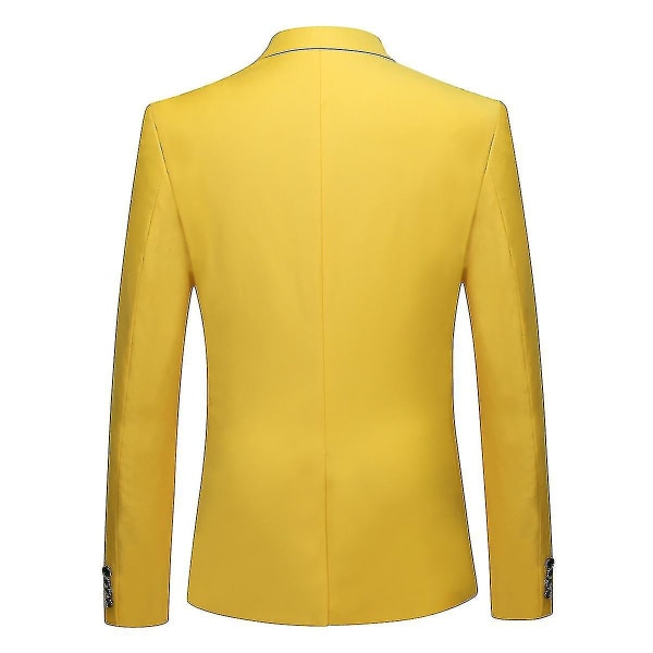 Herredragt Business Casual 3-delt jakkesæt blazerbukser Vest 9 farver Z Yellow 3XL