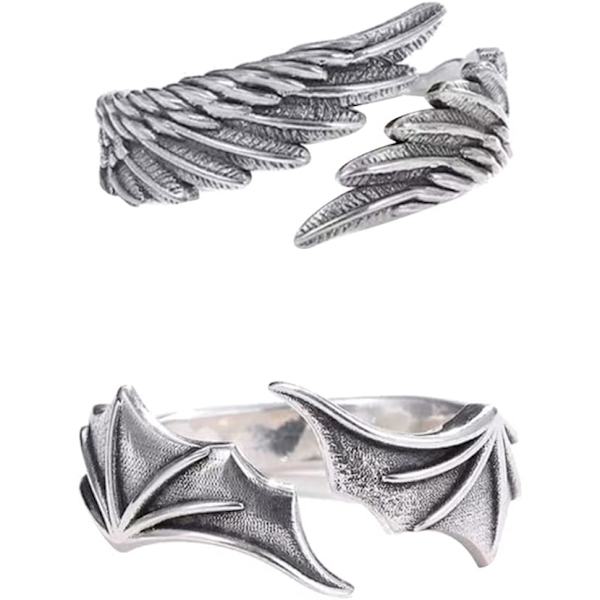 Ängel Demon Ring, Vintage Öppen Smycken Kompanjon Justerbar