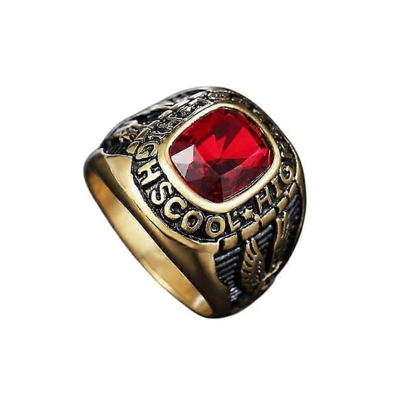 Eagle Stone Punkring i Titanstål for Menn Red US 10
